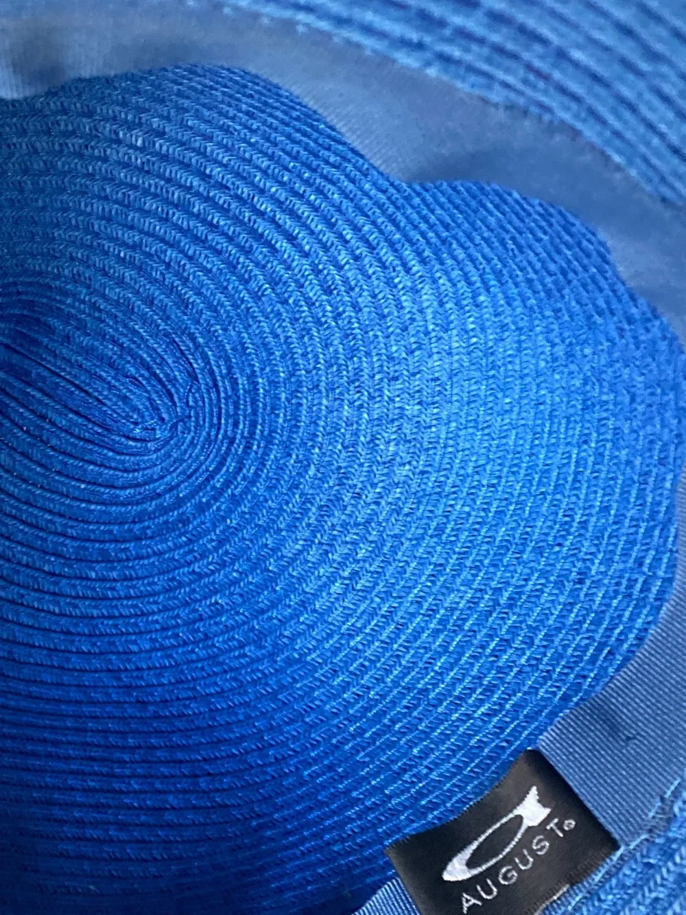 Augusta cloche blue  Straw Sun Hat with Striped Band-L